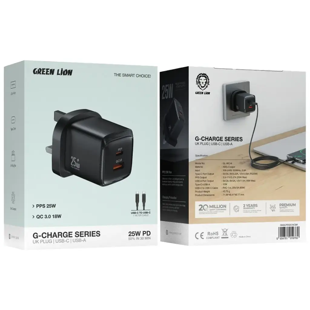 شارژر دیواری گرینلاین مدل G-Charge دو پورت